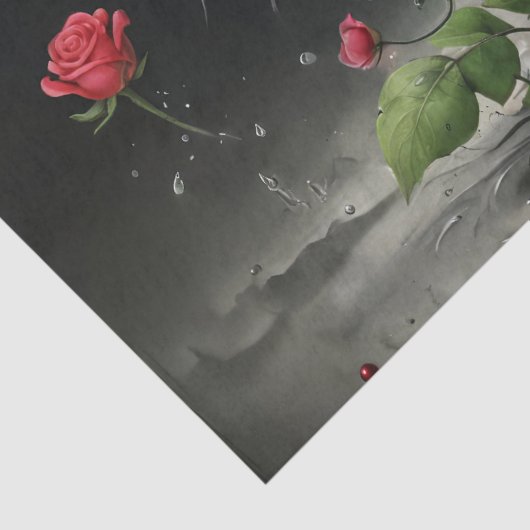 Decoupage - Enkele bord rode roos - Tissuepapier (Detail)