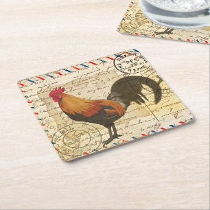 Decoupage  Ephemera Boerderij Schuur Rooster Kartonnen Onderzetters