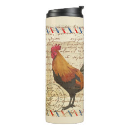 Decoupage  Ephemera Boerderij Schuur Rooster Thermosbeker