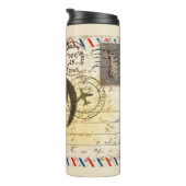 Decoupage  Ephemera Boerderij Schuur Rooster Thermosbeker (Geroteerd rechts)