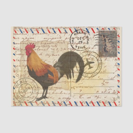 Decoupage  Ephemera Boerderij Schuur Rooster Tissuepapier (Voorkant)
