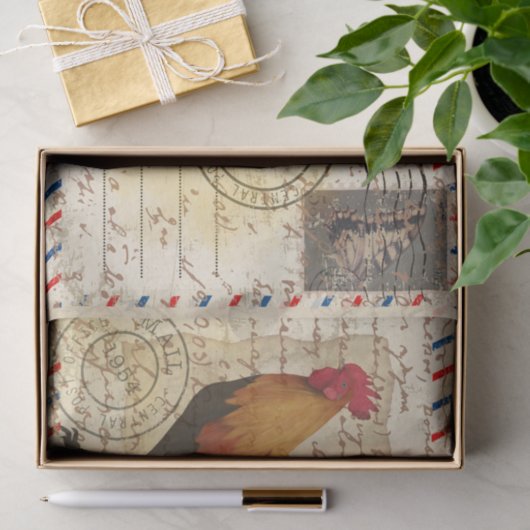 Decoupage  Ephemera Boerderij Schuur Rooster Tissuepapier (Geschenk)