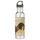 Decoupage  Ephemera Boerderij Schuur Rooster Waterfles (Voorkant)