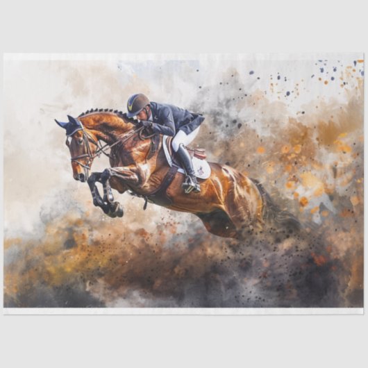 Decoupage Equestrian Digital Art Rider & Horse Tissuepapier (Voorkant)