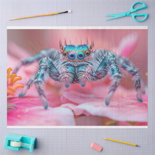Decoupage Exotic Vibrant Coloured Blue Spider Tissuepapier (Craft)