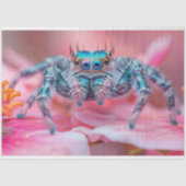 Decoupage Exotic Vibrant Coloured Blue Spider Tissuepapier (Voorkant)