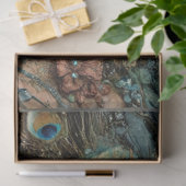 Découpage Fantasie Pauwenvrouw Teal Veren Tissuepapier (Geschenk)