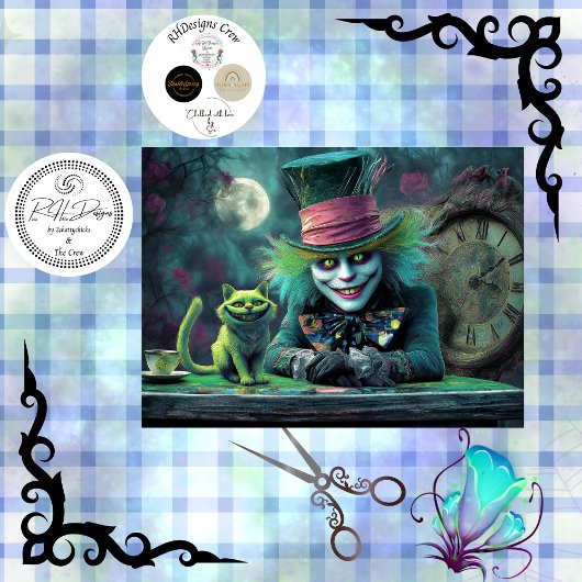Decoupage Fantasie Theepartij Alice Wonderland Kat Tissuepapier