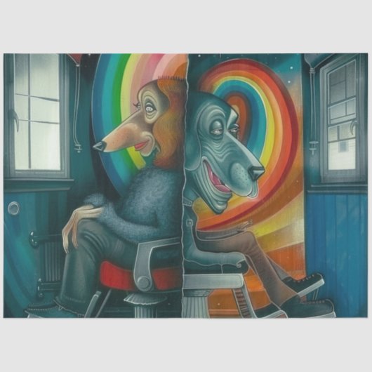 Decoupage fantasierijke Abstracte kunstdieren Tissuepapier (Voorkant)