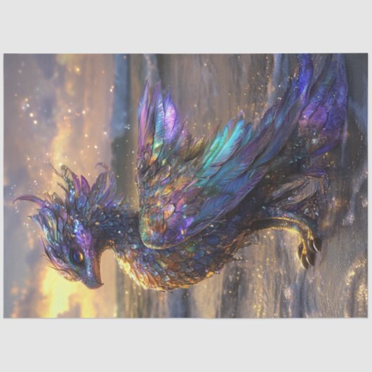 Decoupage Fantastische Paarse kraai als een vogel Tissuepapier (Voorkant)