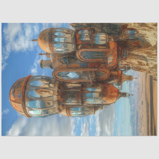 Decoupage Fantasy Ballonnen Futuristisch Landschap Tissuepapier (Voorkant)