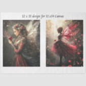 Decoupage Fantasy Fairies Red for 11x14 Canvas  Tissuepapier (Voorkant)
