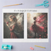 Decoupage Fantasy Feeën Rood voor 11x14 Canvas  Tissuepapier (Craft)