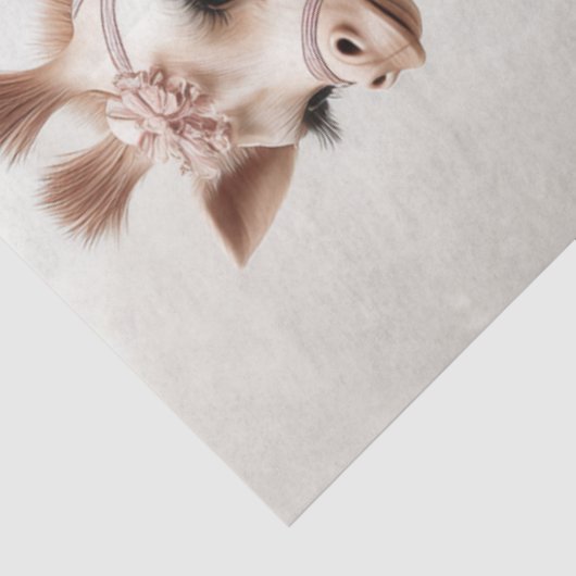 Decoupage Fantasy Giraffe Victoriaans Roze Kant Tissuepapier (Detail)