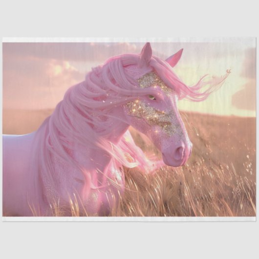 Decoupage Fantasy Pink Glitterdust Majesty Horse Tissuepapier (Voorkant)