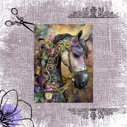 Decoupage Fantasy Royal Mane Paard Portret Tissuepapier