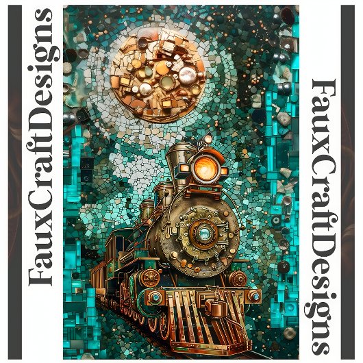 Decoupage Fantasy Steampunk Trein Nep Mozaïek 066 Tissuepapier