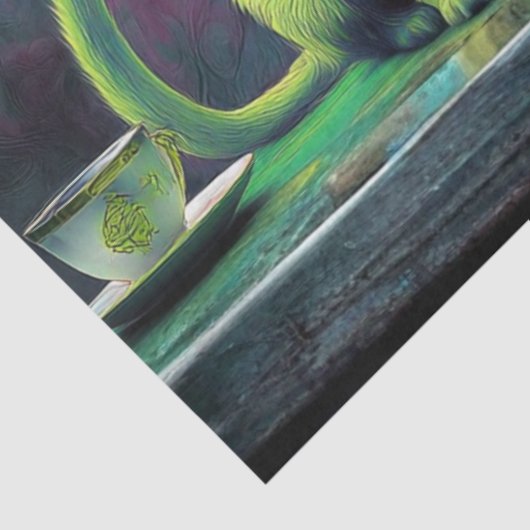 Decoupage Fantasy Tea Party Alice Wonderland Cat Tissuepapier (Detail)