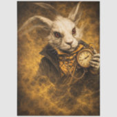 Decoupage Fantasy White Rabbit Timekeeper Art Tissuepapier (Voorkant)