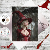 Decoupage Fantasy Witch Dressed in Red Winter Tissuepapier