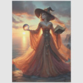 Decoupage Fantasy Witch Fiery Gown & Orb Tissuepapier (Voorkant)