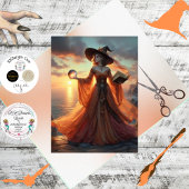 Decoupage Fantasy Witch Fiery Gown & Orb Tissuepapier