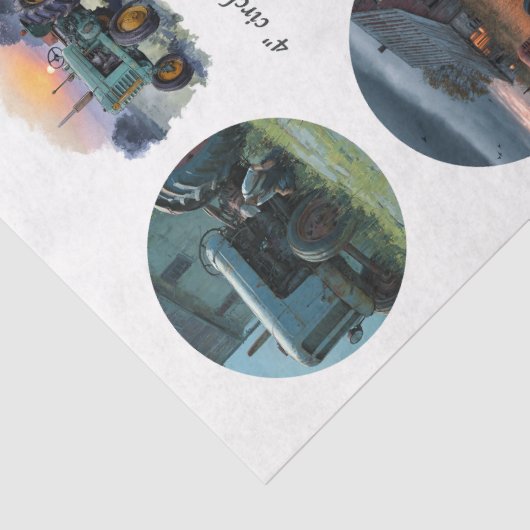 Decoupage Farm Life 4" Coaster Set Rustic Tissuepapier (Detail)