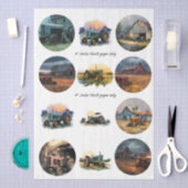 Decoupage Farm Life 4" Coaster Set Rustic  Tissuepapier (Craft)