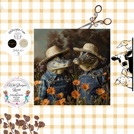 Decoupage Farming Alligator Paar Tissuepapier