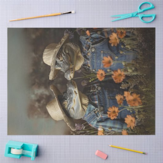 Decoupage Farming Alligator Paar Tissuepapier (Craft)