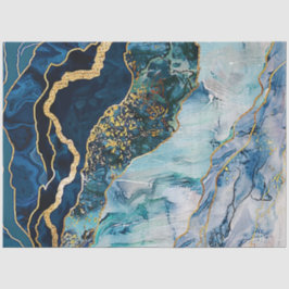 Decoupage Faux Finish Marble Effect Blauw Goud Tissuepapier