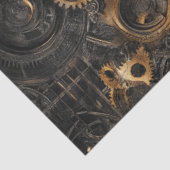 Decoupage Faux Finish Stenciled Gears Bronzen Meta Tissuepapier (Detail)