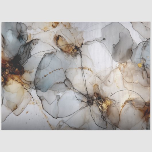 Decoupage Faux Finish Zwart Goud Marmer Effect Tissuepapier (Voorkant)