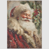 Decoupage Festieve Kerstman Hulst Boom Tissuepapier (Voorkant)