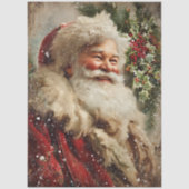 Decoupage Festive Santa Claus Holly Tree Tissuepapier (Voorkant)