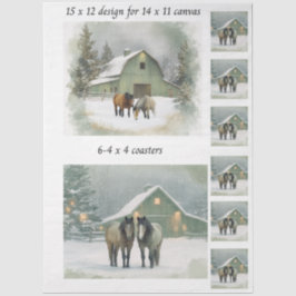 Decoupage Fits 11x14 Canvas Winter Horse Scene  Tissuepapier