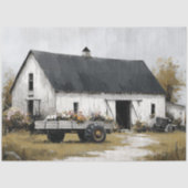 Decoupage Floral Wagon and White Barn  Tissuepapier (Voorkant)