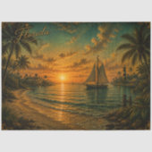 Decoupage Florida Zonsondergang Vuurtoren & Zeilbo Tissuepapier (Voorkant)