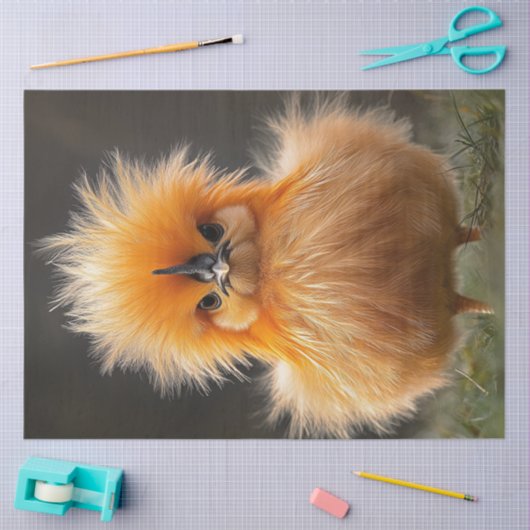 Decoupage Fluffy Bright Sinaasappel Bird Tissuepapier (Craft)