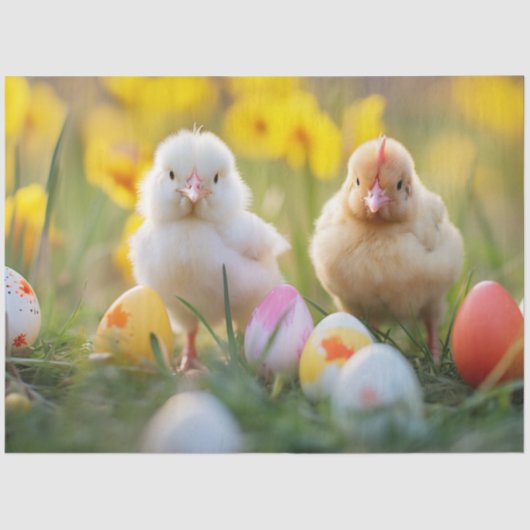 Decoupage Fluffy Chicks Pastel Kleuren Pasen Tissuepapier (Voorkant)