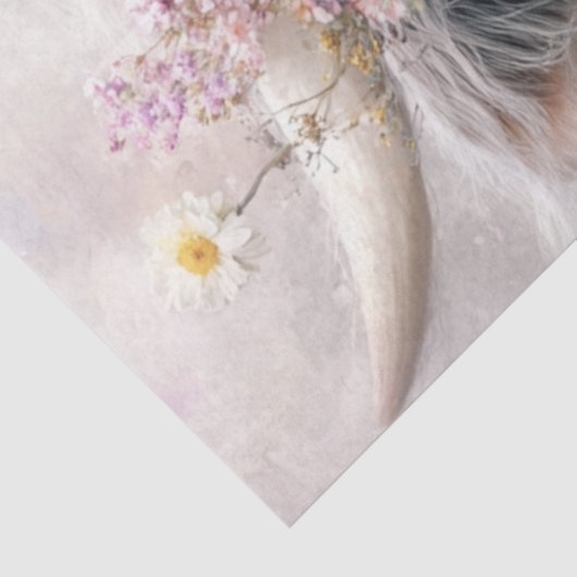 Decoupage Fluffy Highland Koe Crown Flowers Tissuepapier (Detail)