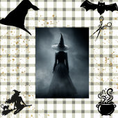 Decoupage Foggy Witch Silhouette Halloween Tissuepapier