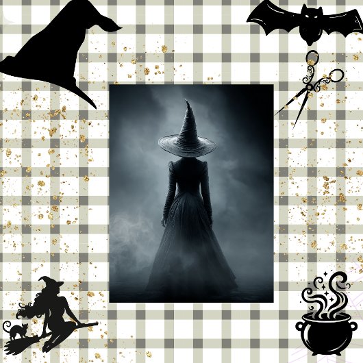 Decoupage Foggy Witch Silhouette Halloween Tissuepapier