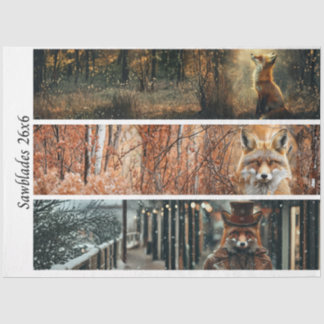 Decoupage Fox Forest Scenes Handsaw Panels  Tissuepapier