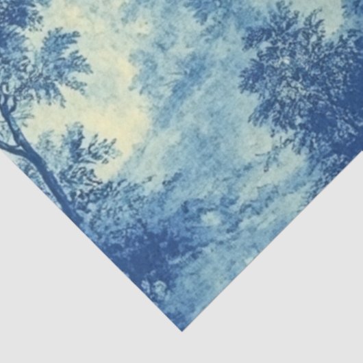 Decoupage Frans landschap Blauw Wit Palet Tissuepapier (Detail)