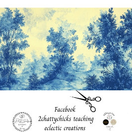 Decoupage Frans landschap Blauw Wit Palet Tissuepapier