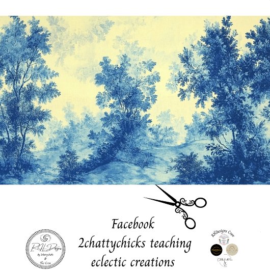 Decoupage Frans landschap Blauw Wit Palet Tissuepapier