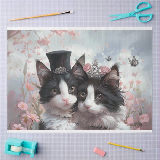 Decoupage  Frans Mr & Mrs Cats Tissuepapier (Craft)