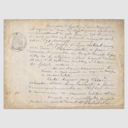 Decoupage Frans OUD script Tissuepapier (Voorkant)