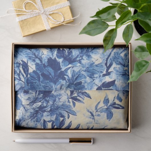 Decoupage Franse Country Wallpaper Blauw Wit Tissuepapier (Geschenk)